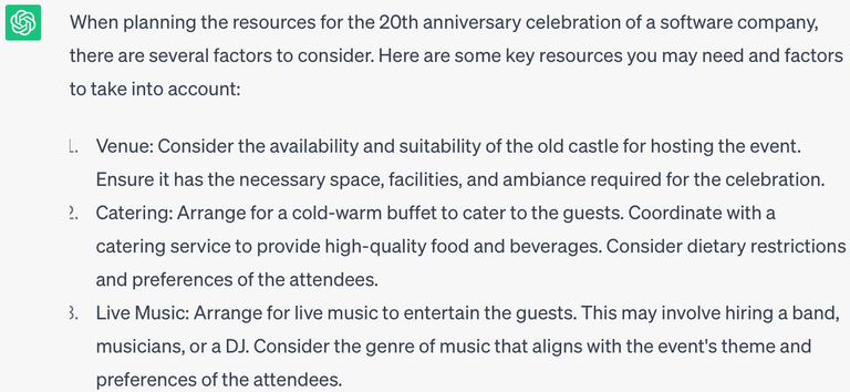ChatGPT's Resource Requirements Answer