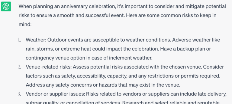 ChatGPT's Risk Management Answer ChatGPT's Risk Management Answer