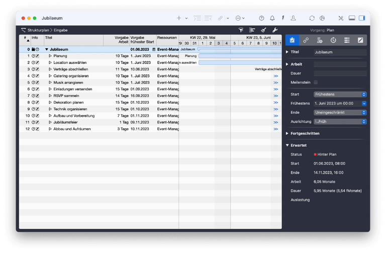 Merlin Project Planung