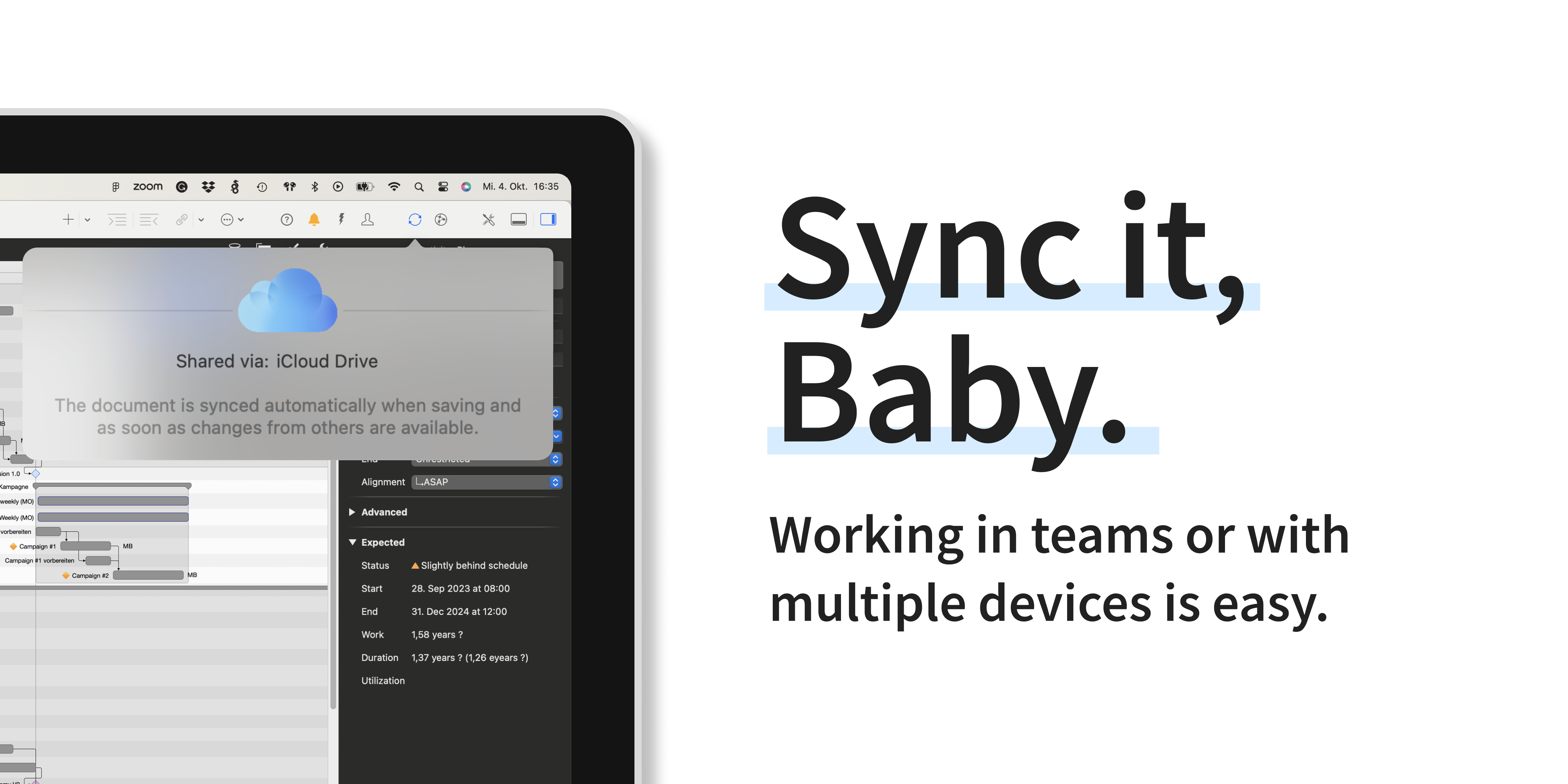 Sincronización vía iCloud en Merlin Project