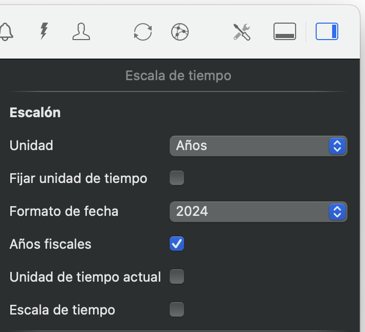 El inspector de la escala de tiempo en Merlin Project El inspector de la escala de tiempo en Merlin Project