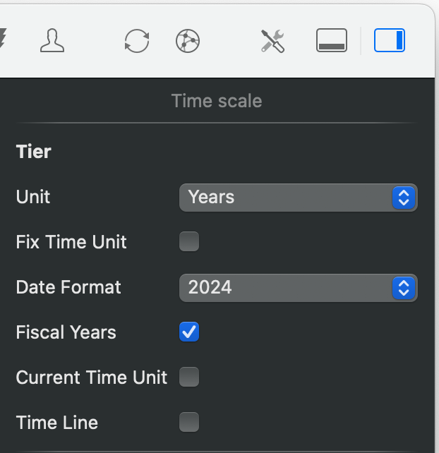 The time scale inspector in Merlin Project