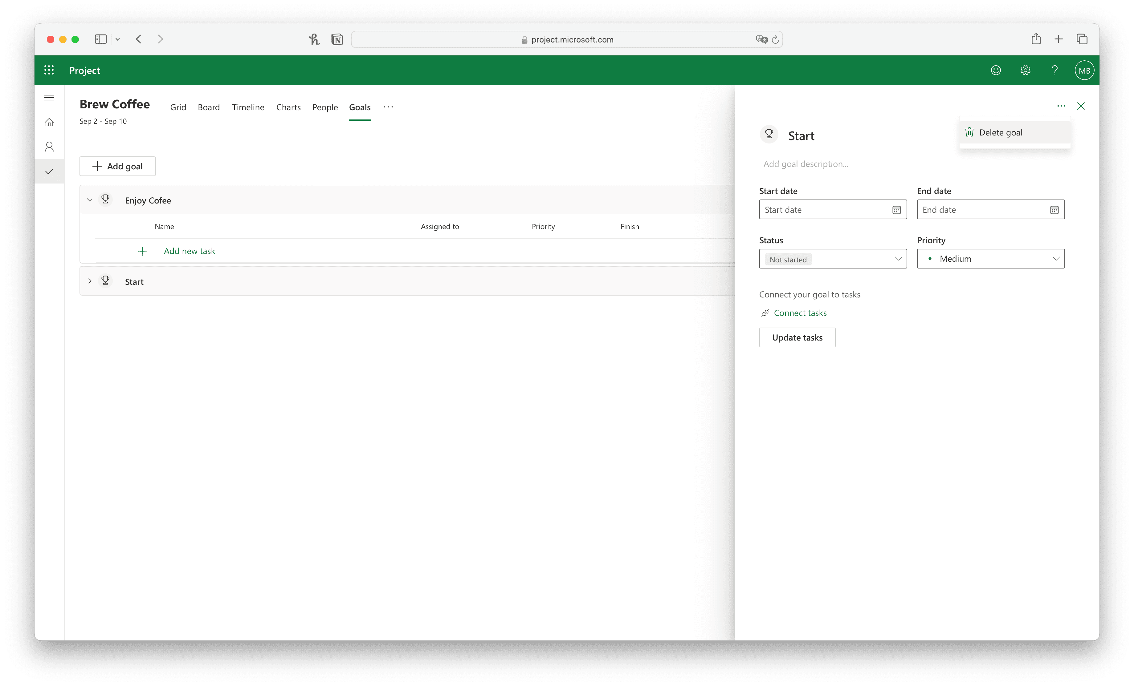 La vue des objectifs dans MS Project Plan 3 La vue des objectifs dans MS Project Plan 3