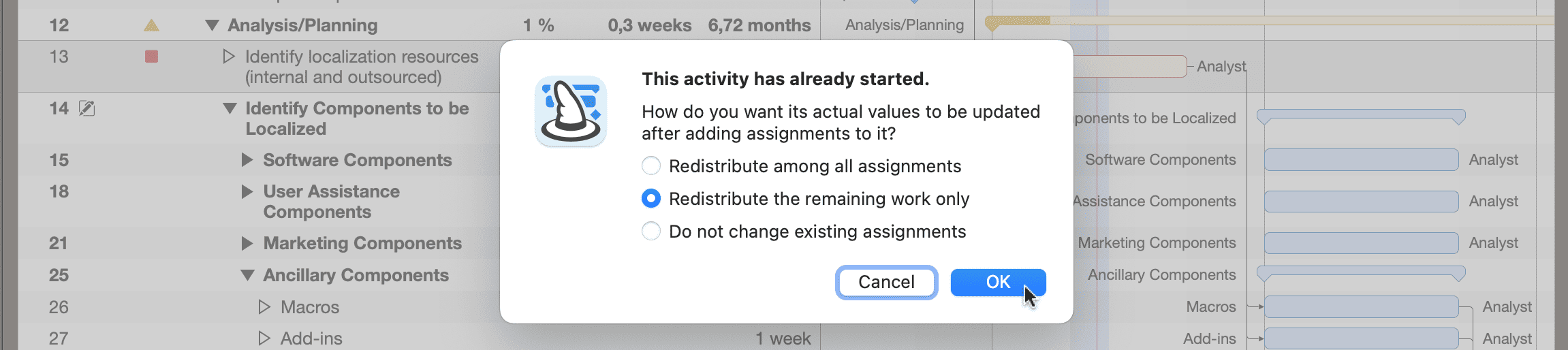 Merlin Project - what to do by actual values Merlin Project - what to do by actual values