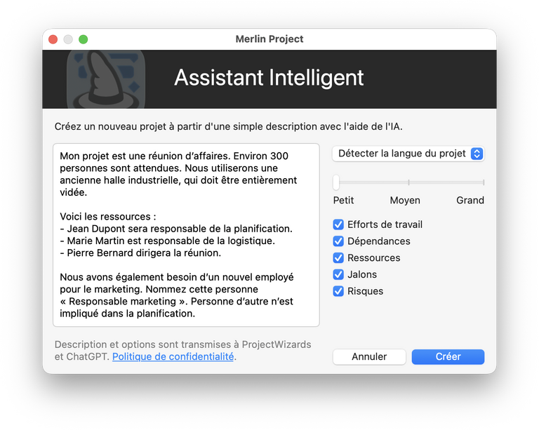 L’assistant intelligent pour les nouveaux projets dans Merlin Project 9 L’assistant intelligent pour les nouveaux projets dans Merlin Project 9