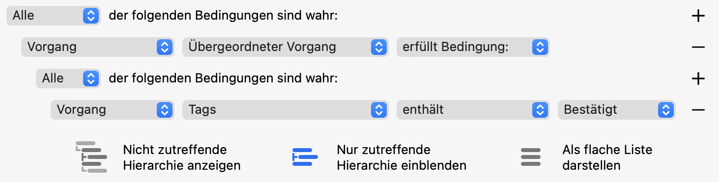 Filtereinstellungen Untervorgänge Filtereinstellungen Untervorgänge
