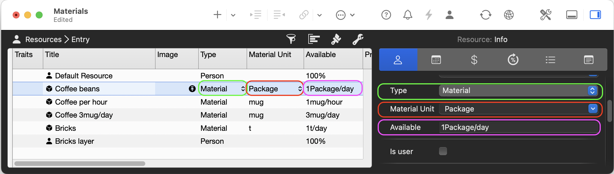 Merlin Project: Create a Material Resource - Coffeebeans package