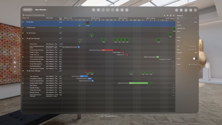 Utilisation des ressources dans Merlin Project sur Vision Pro