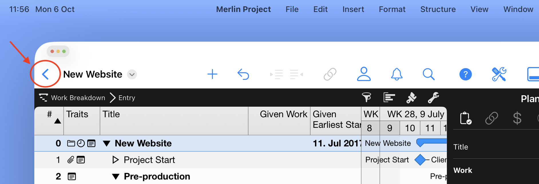 Back to document selection