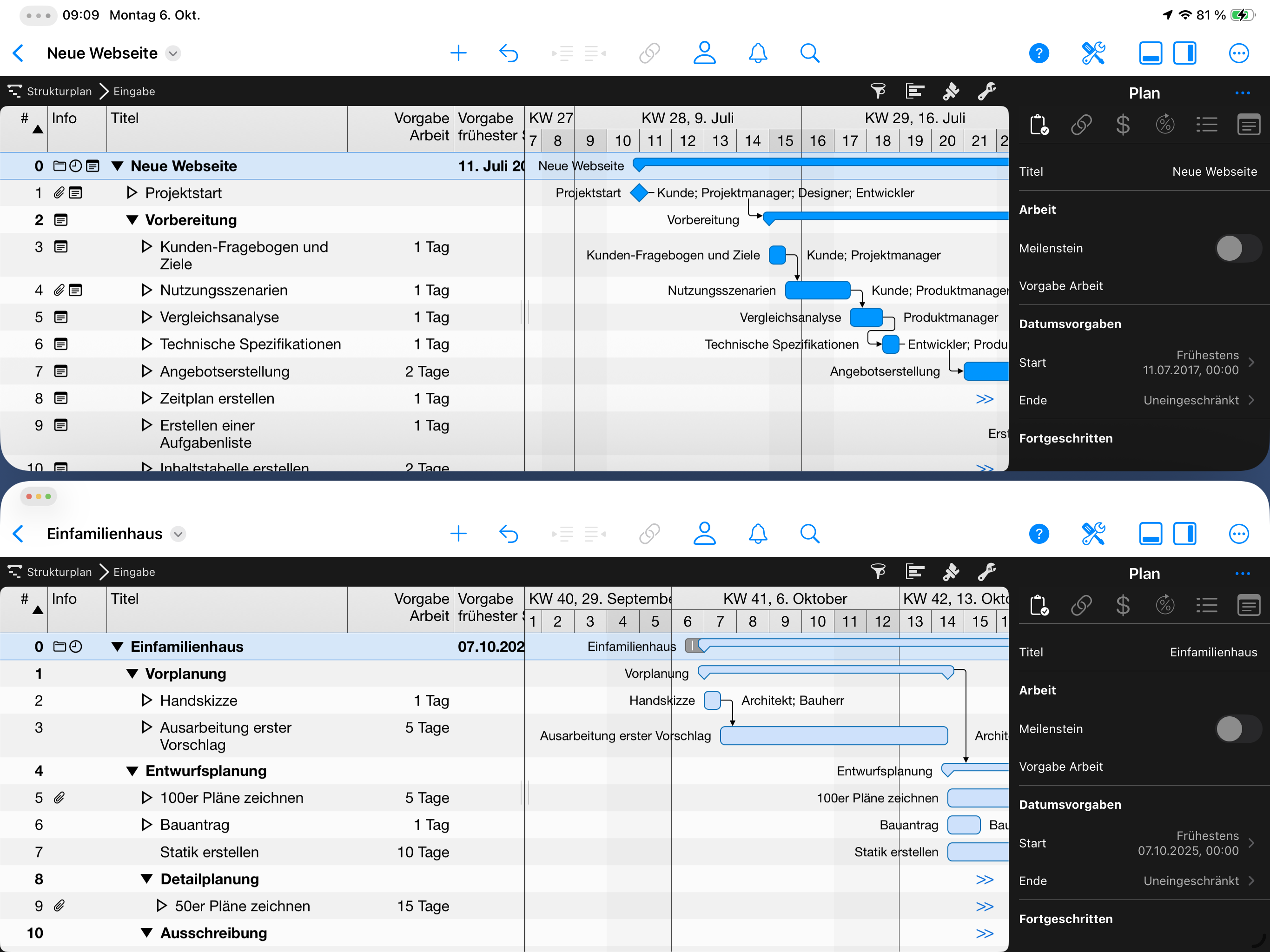 Angeordnete Dokumentenfenster
