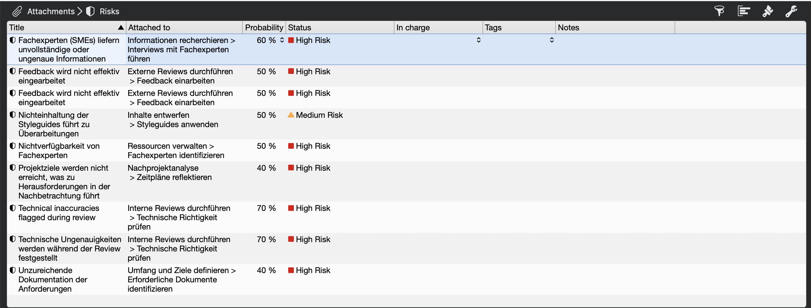 Risikomanagement in Merlin Project