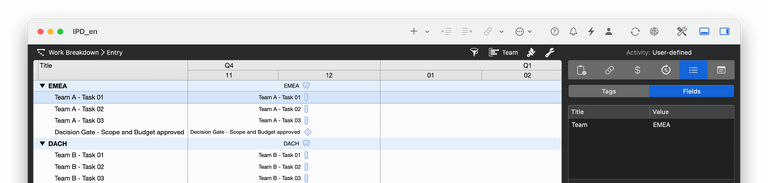 Make parallel work visible in Merlin Project with custom fields and groupings