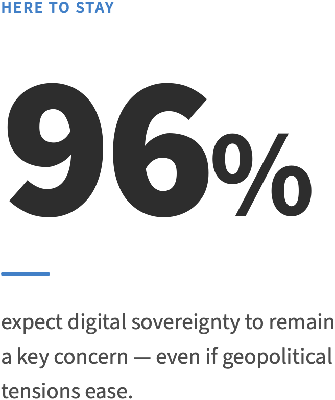 96 % of all companies expect that digital sovereignty will remain a central topic even if geopolitical tensions ease.