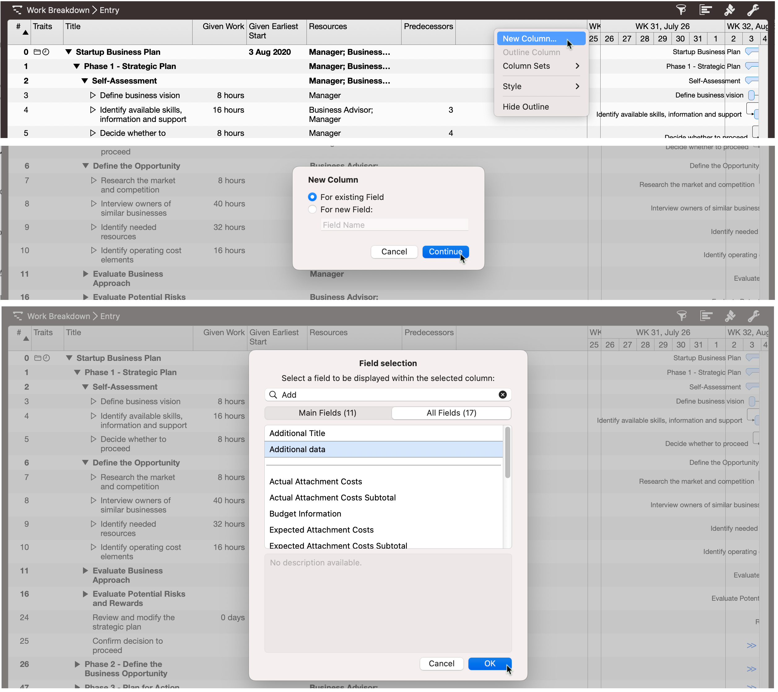 Insert New Columns to the view