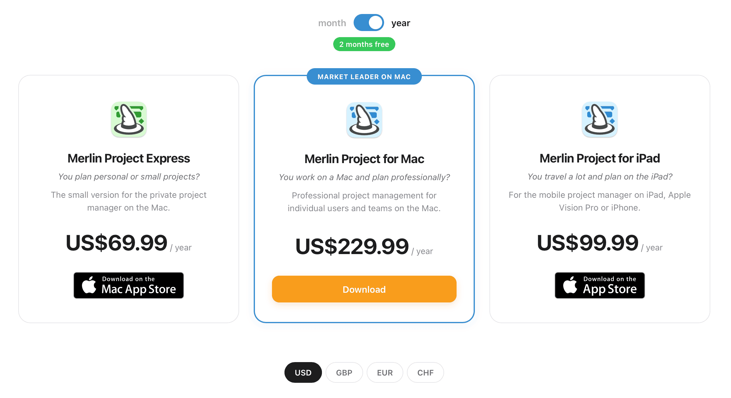 Prices and plans at a glance, gathered behind the Download button