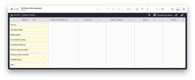 MMerlin Project template for software development projects as Kanban view MMerlin Project template for software development projects as Kanban view