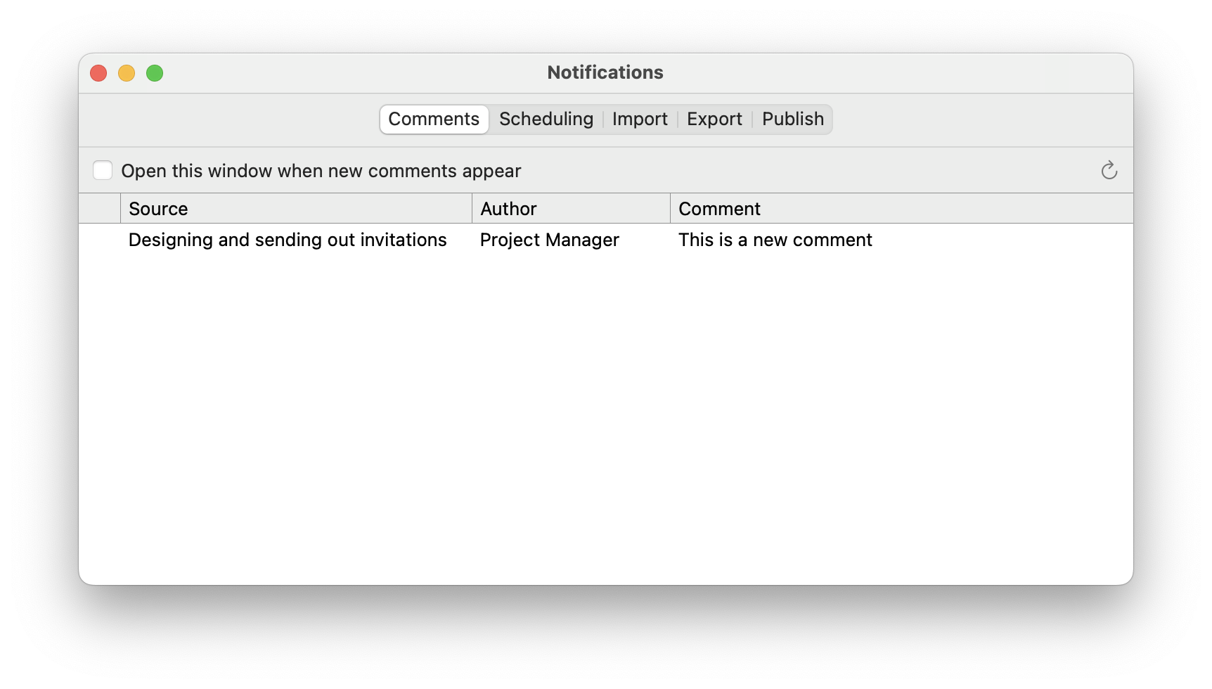 Para ver los comentarios en Merlin Project, acceda a la ventana de notificaciones Para ver los comentarios en Merlin Project, acceda a la ventana de notificaciones