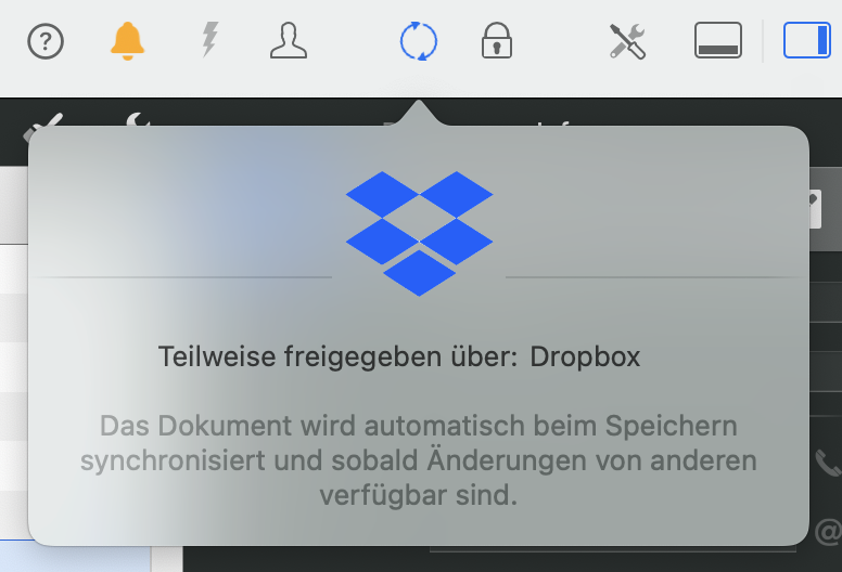 So sieht es aus, wenn die Synchronisierung in Merlin Project aktiv ist So sieht es aus, wenn die Synchronisierung in Merlin Project aktiv ist