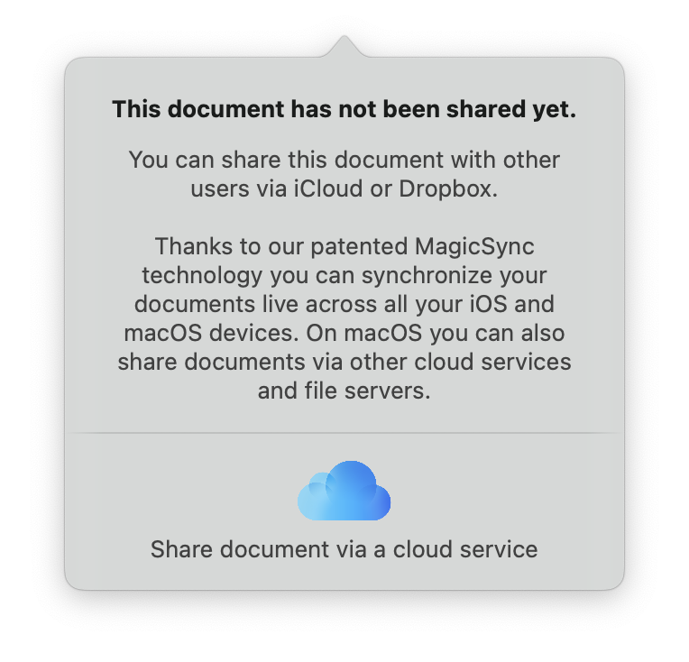 Activez la synchronisation dans Merlin Project en cliquant sur le nuage et en sélectionnant votre fournisseur de nuage préféré