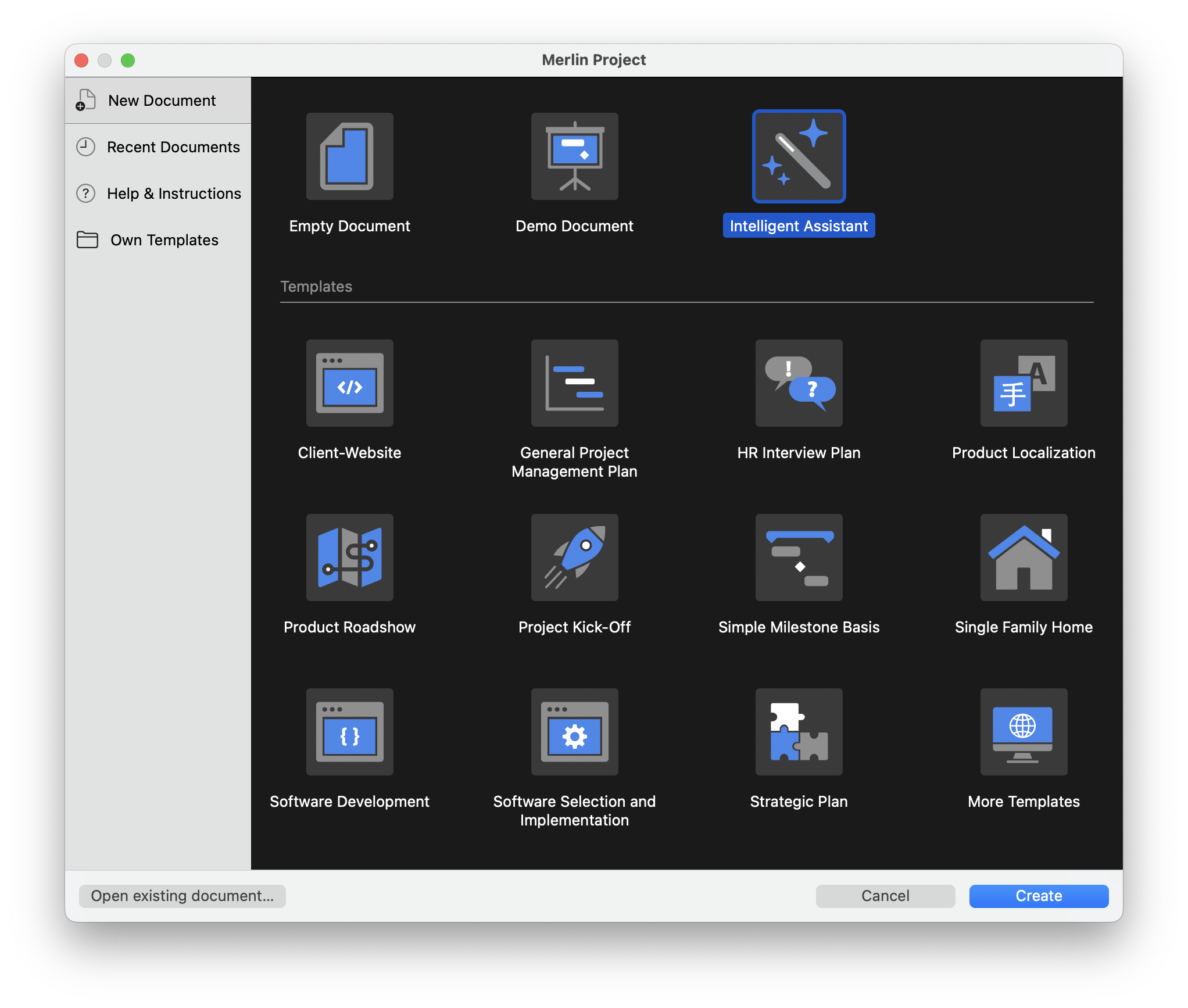 The Start menu in Merlin Project The Start menu in Merlin Project