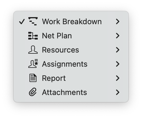 The List of Possible View Types in the Function Bar in Merlin Project The List of Possible View Types in the Function Bar in Merlin Project