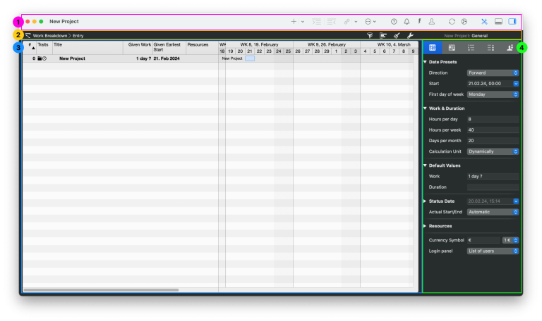 Un nouveau projet dans Merlin Project basé sur un document vide