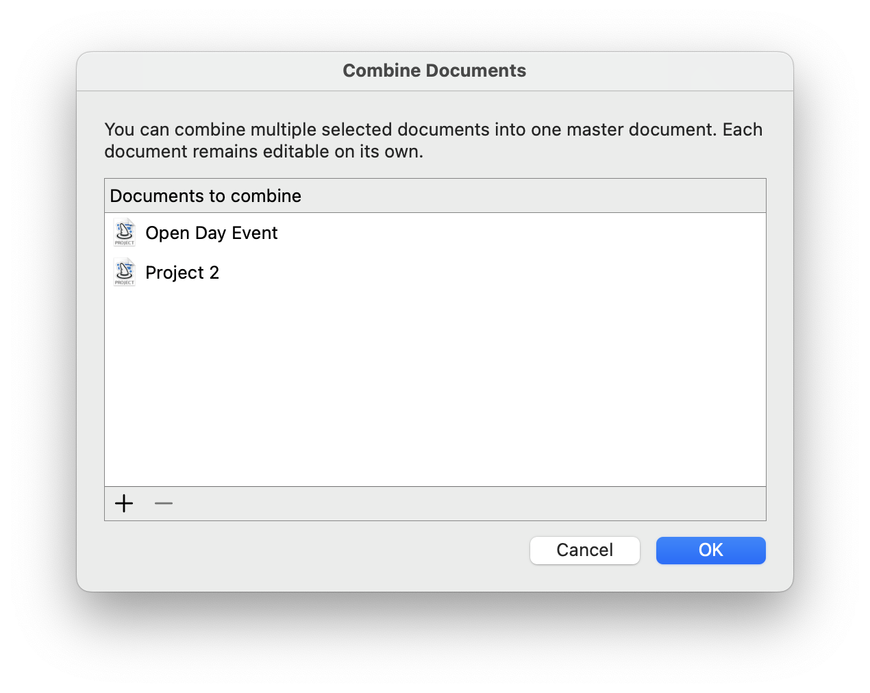 Cómo combinar documentos en Merlin Project