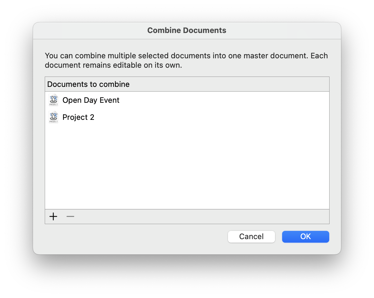 How to combine documents in Merlin Project