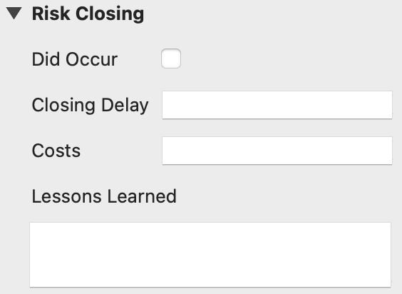 The Risk Closure Section in the Inspector in Merlin Project The Risk Closure Section in the Inspector in Merlin Project