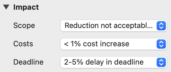 The Risk Impact Section in the Inspector in Merlin Project The Risk Impact Section in the Inspector in Merlin Project