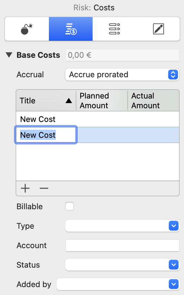 The Risk Costs Tab in the Inspector in Merlin Project The Risk Costs Tab in the Inspector in Merlin Project