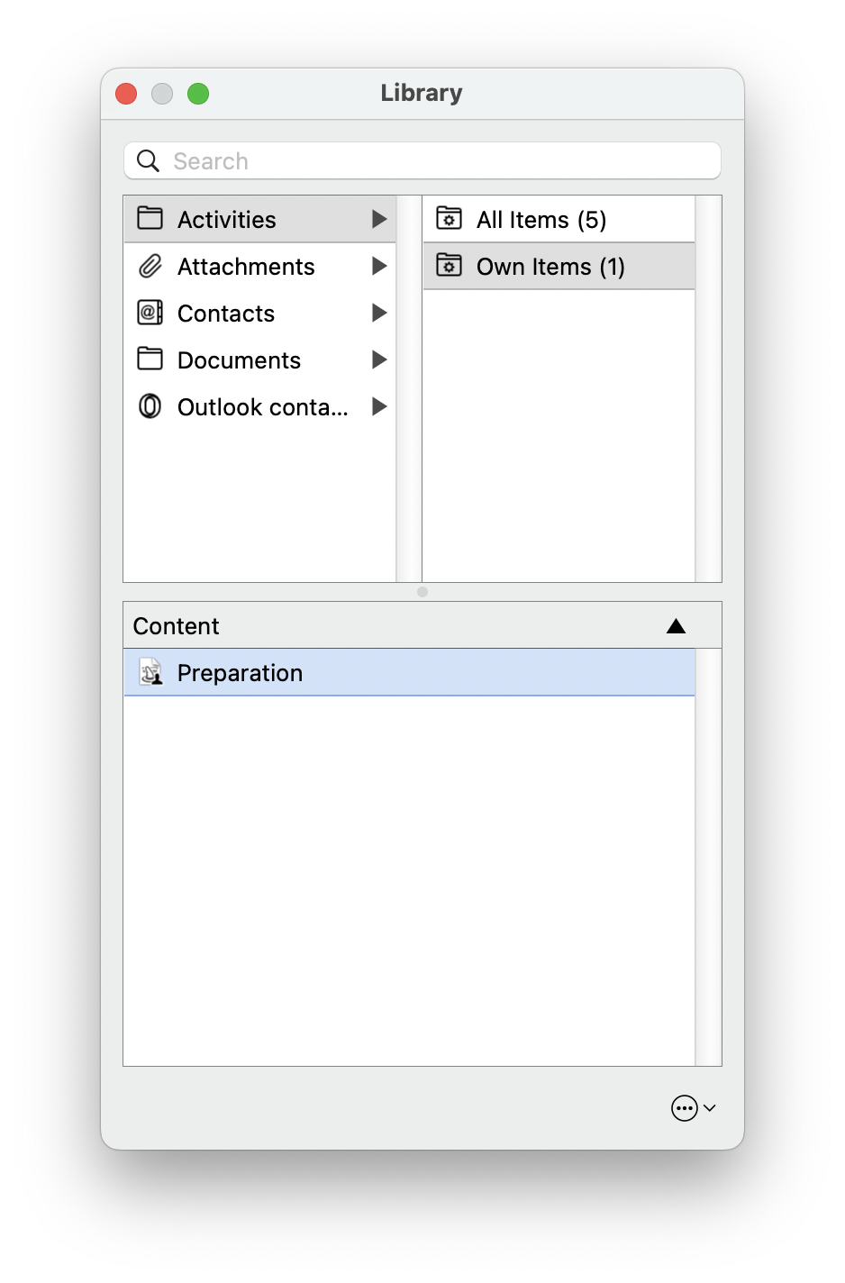 La fenêtre de la bibliothèque dans Merlin Project