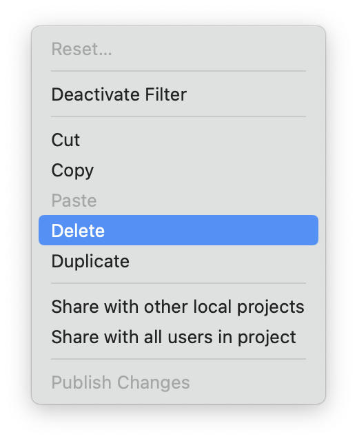 Options for Filters in Merlin Project