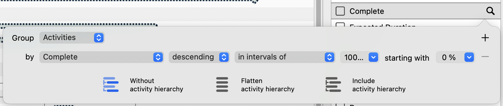 By clicking on the magnifying glass, you can customize the groupings in Merlin Project By clicking on the magnifying glass, you can customize the groupings in Merlin Project