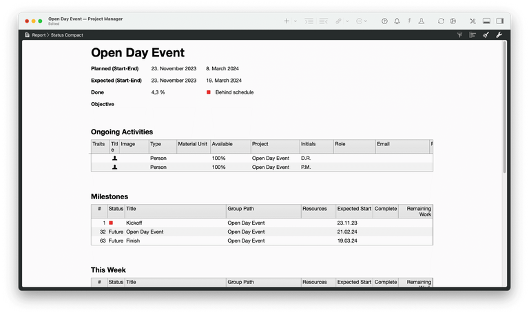 How to adapt modules in a report in Merlin Project
