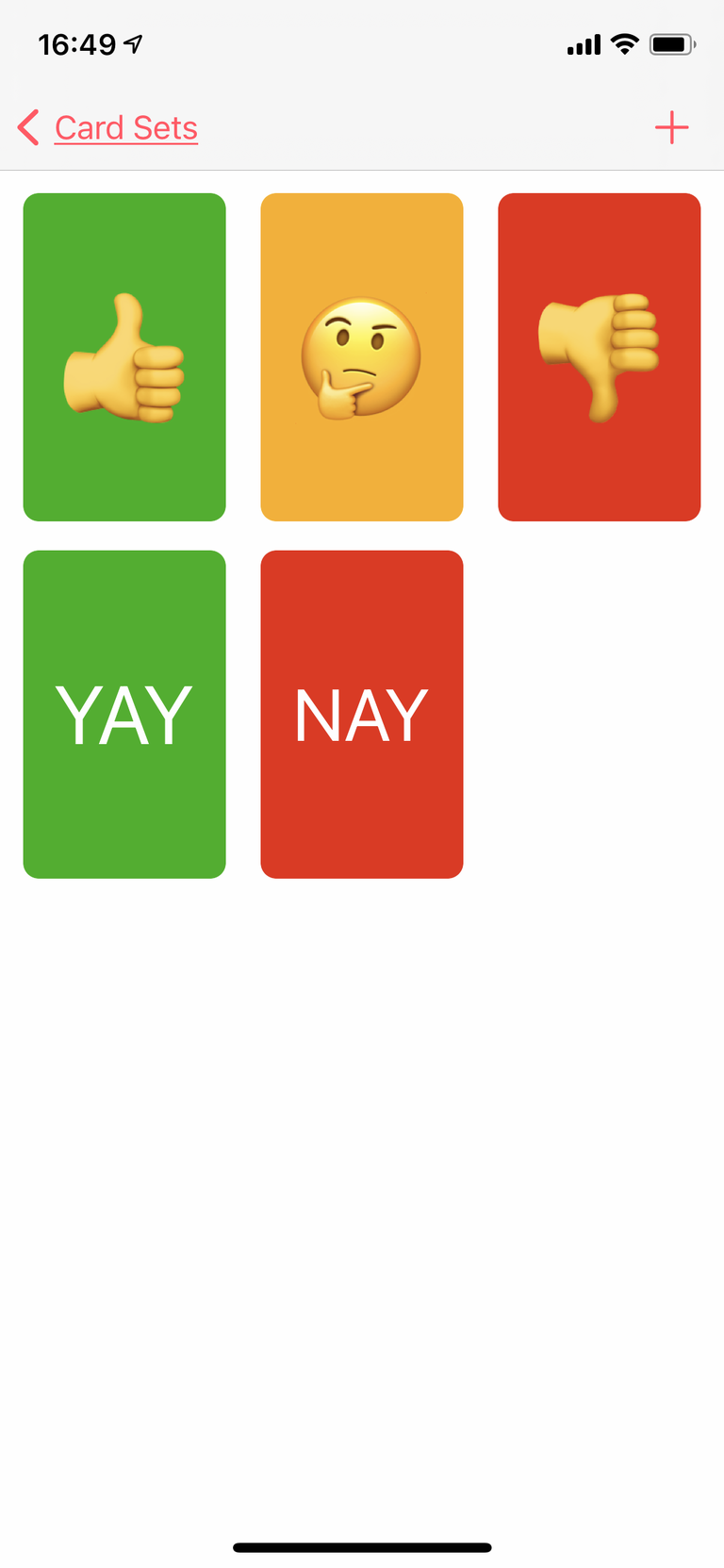 A set of cards to vote