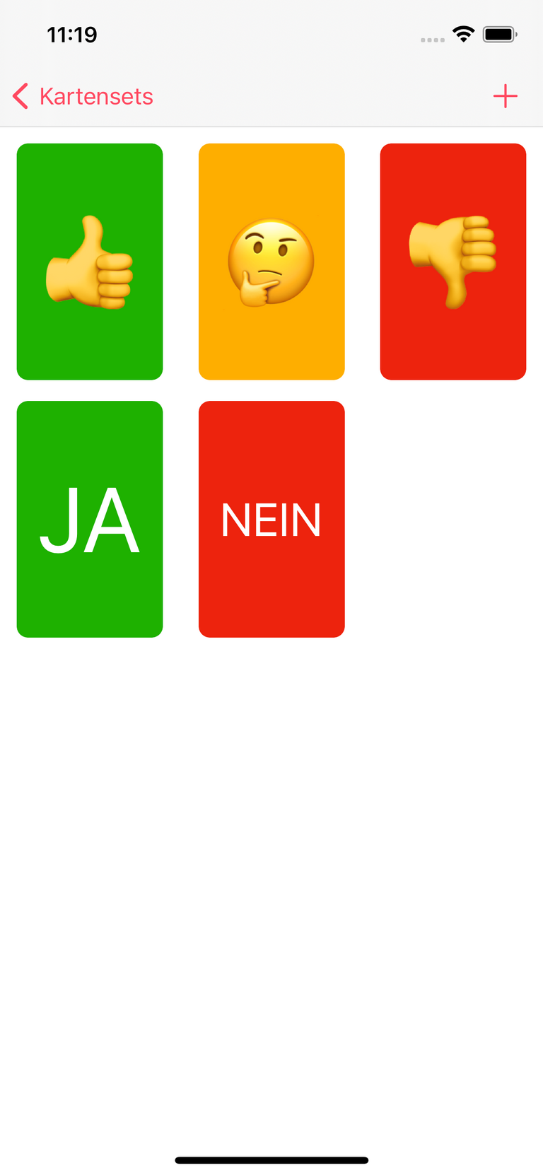 Ein Set mit Karten zu Abstimmung Ein Set mit Karten zu Abstimmung