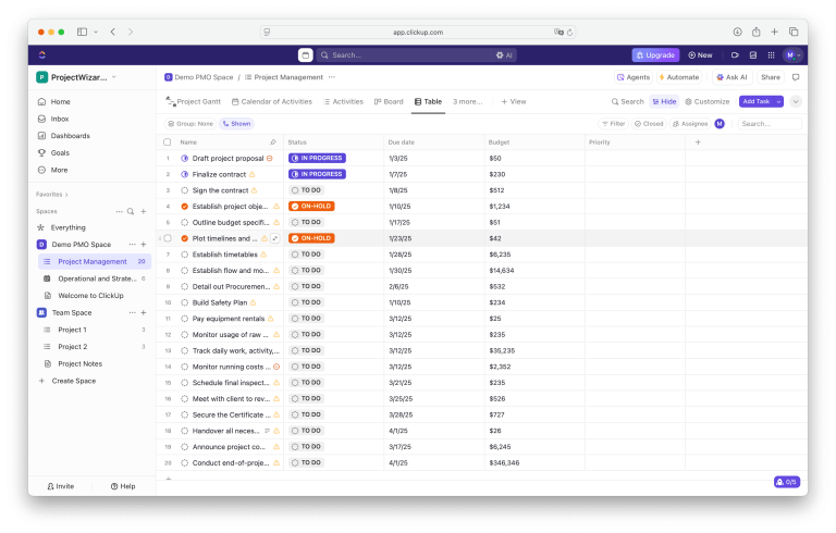在 ClickUp 中通过自定义字段/模板进行预算跟踪