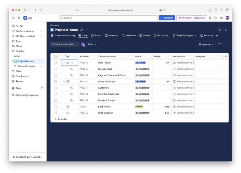 Jira 中通过 Tempo/Marketplace 应用进行的预算跟踪