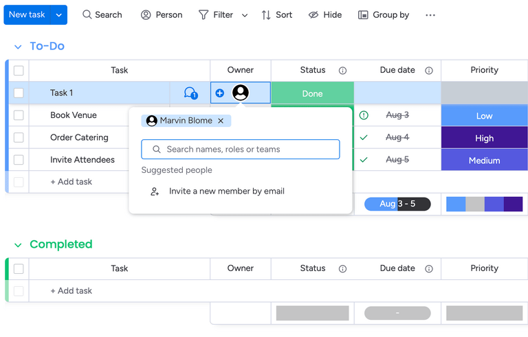 Monday.com requires resources to be added via email.
