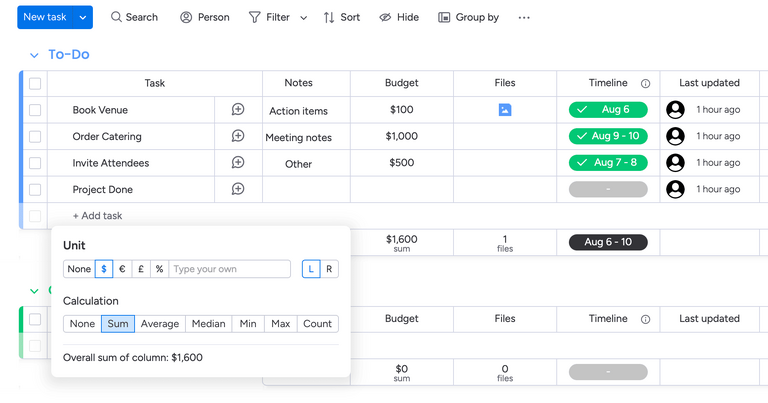 Monday.com requires manual number entries