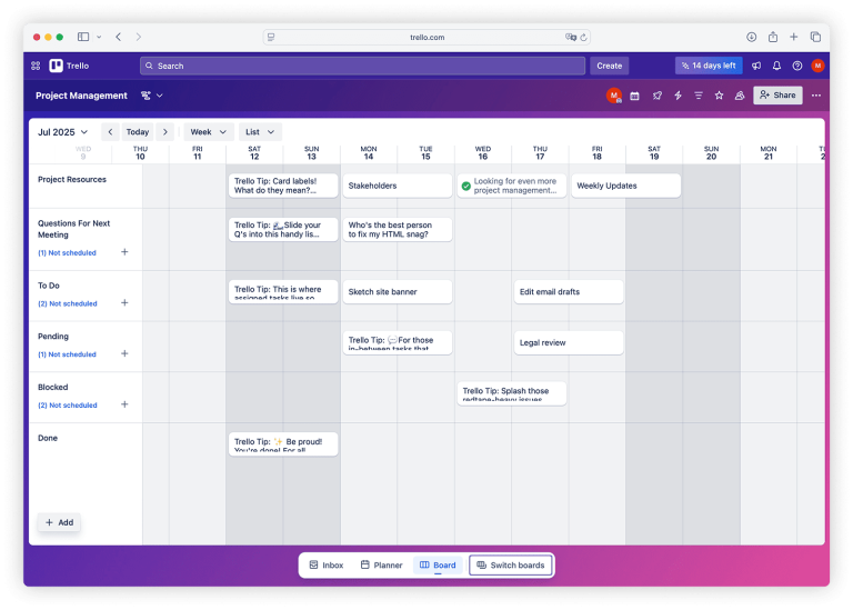 Trello 中的时间线视图(甘特风格) Trello 中的时间线视图(甘特风格)