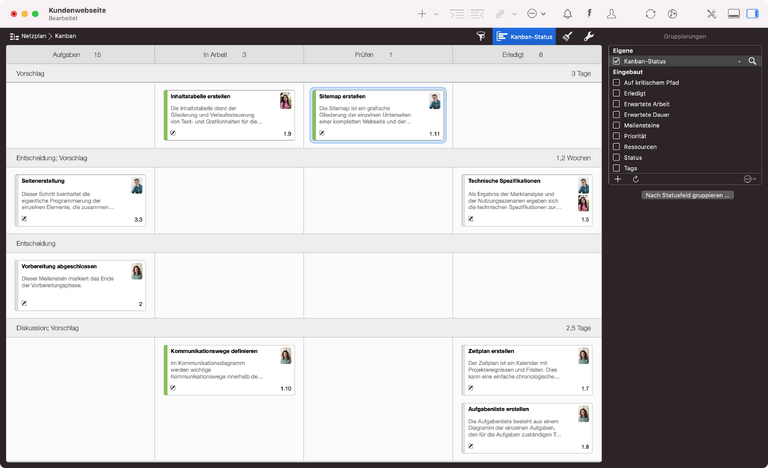 Swimlanes im Kanban-Board