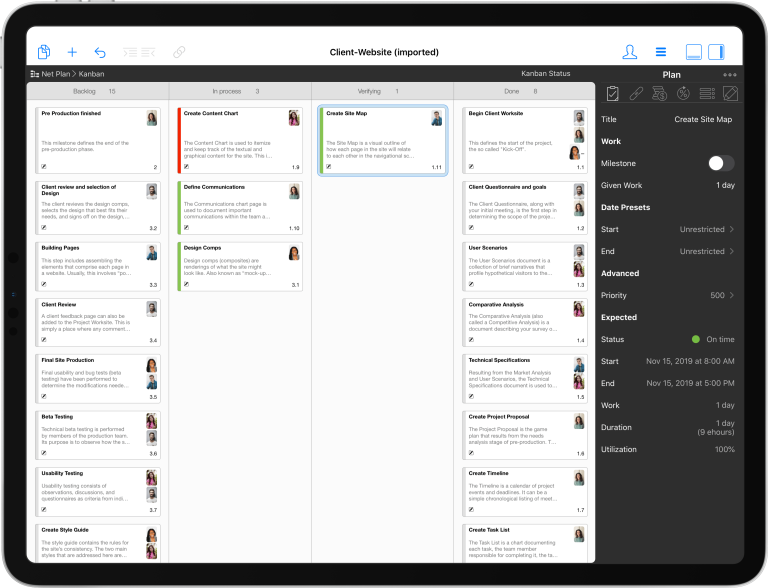 Using the Kanban board Using the Kanban board