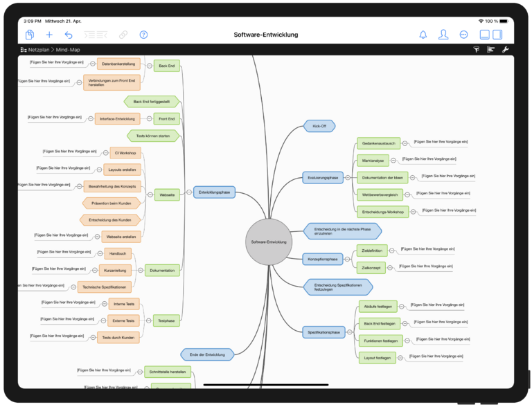 Merlin Project Mindmap auf dem iPad