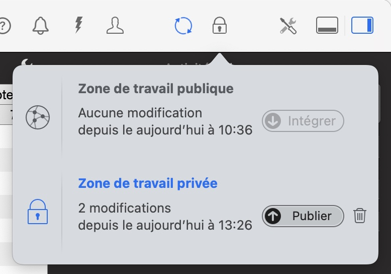 zone de travail privée dans Merlin Project