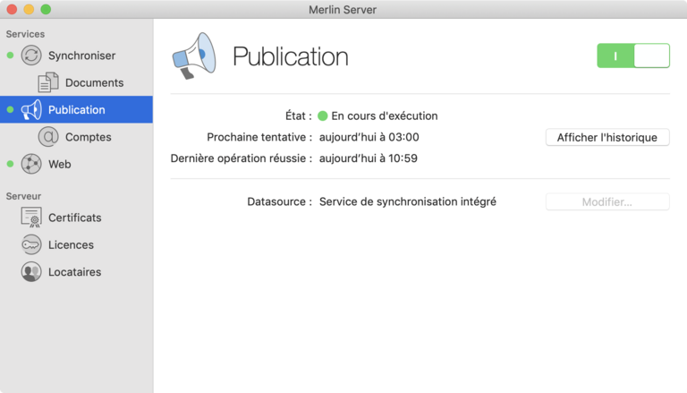 Publication du contenu du projet à Merlin Server Publication du contenu du projet à Merlin Server