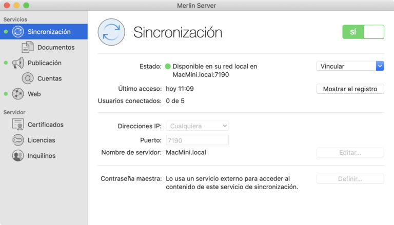 Sincronización con Merlin Server Sincronización con Merlin Server