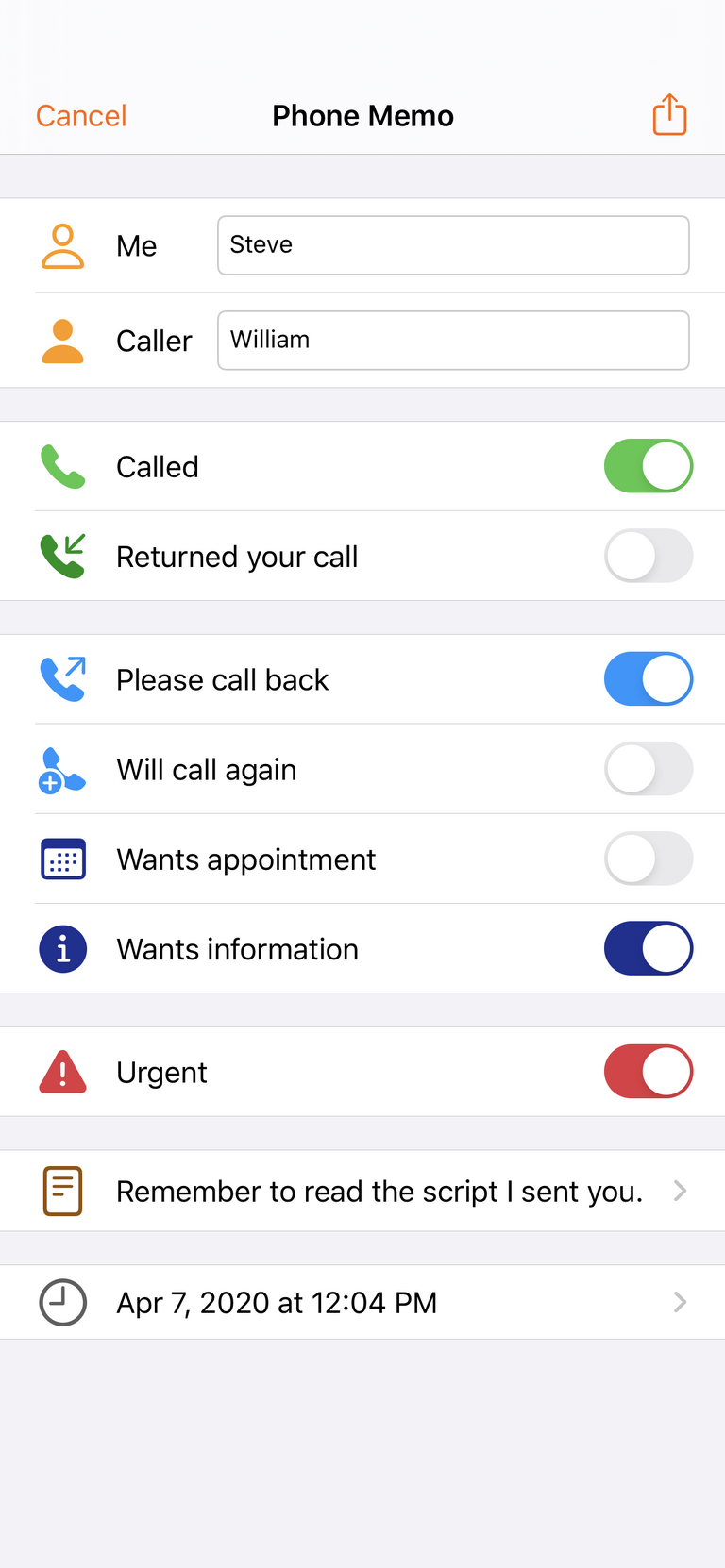 Phone Memos on the iPhone
