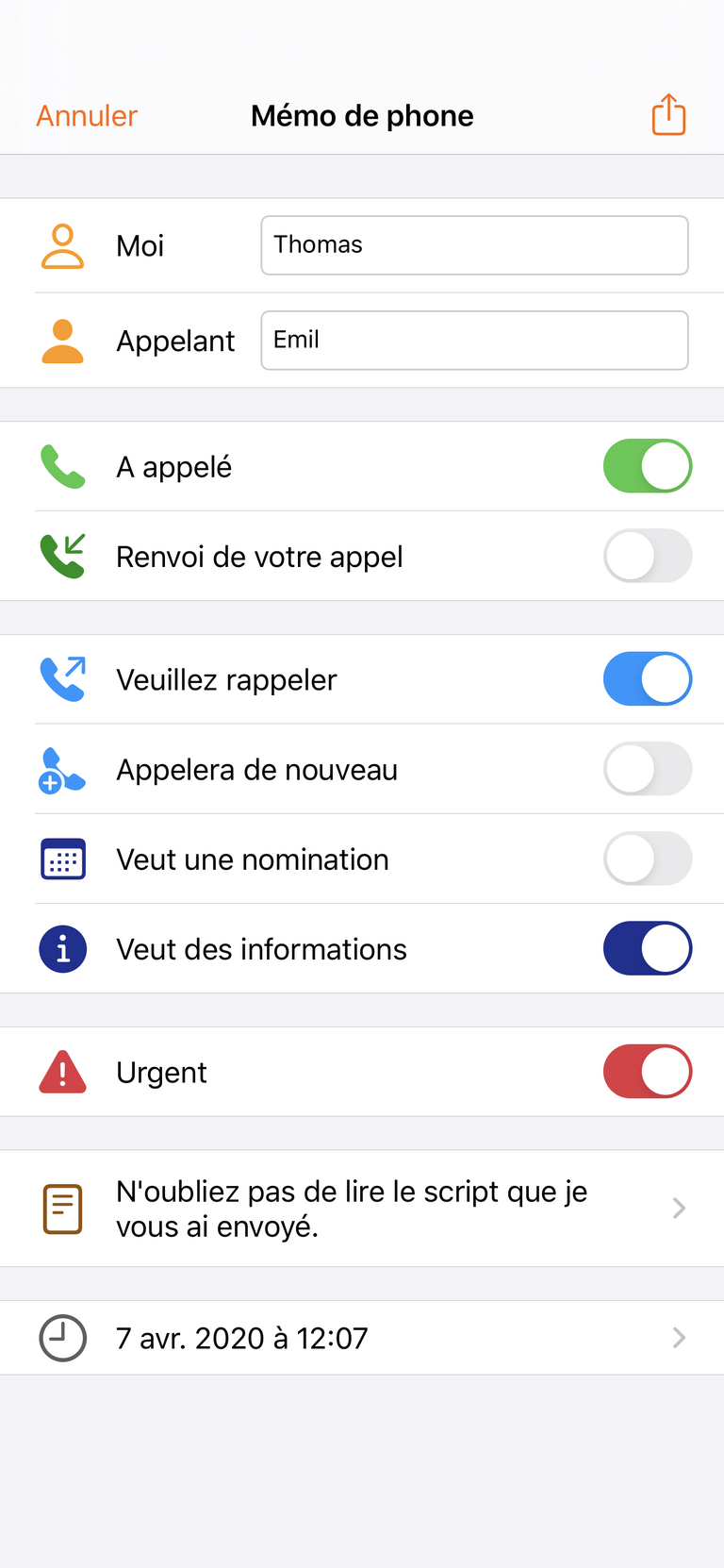 Mémos de Phone sur l'iPhone